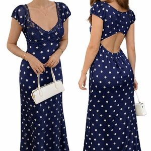 Marshalls Viral Navy Polka Dot Dress Size Small